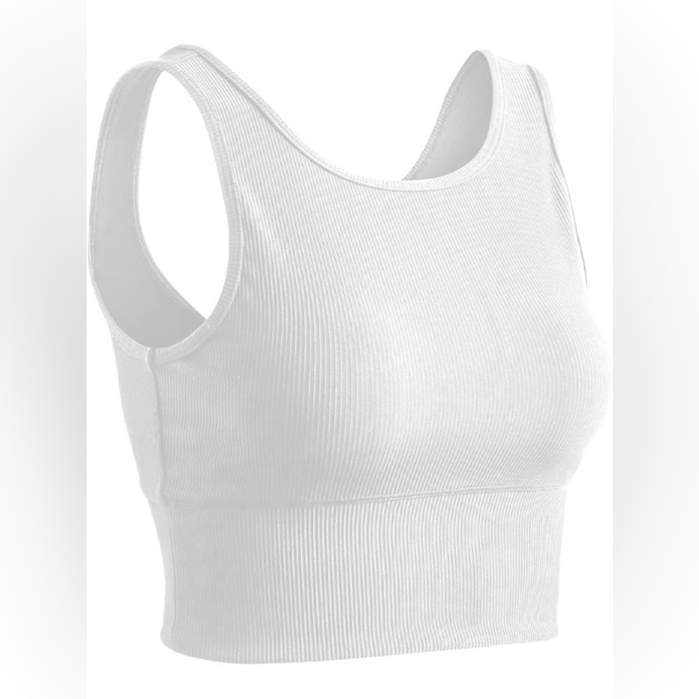 White Cropped Workout Tank